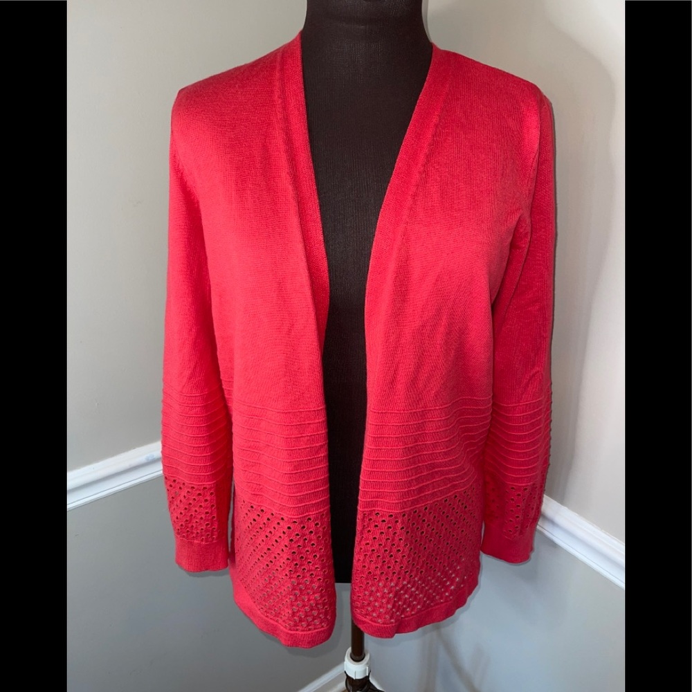 89th + Madison womenβsβ cardigan sweater coral M